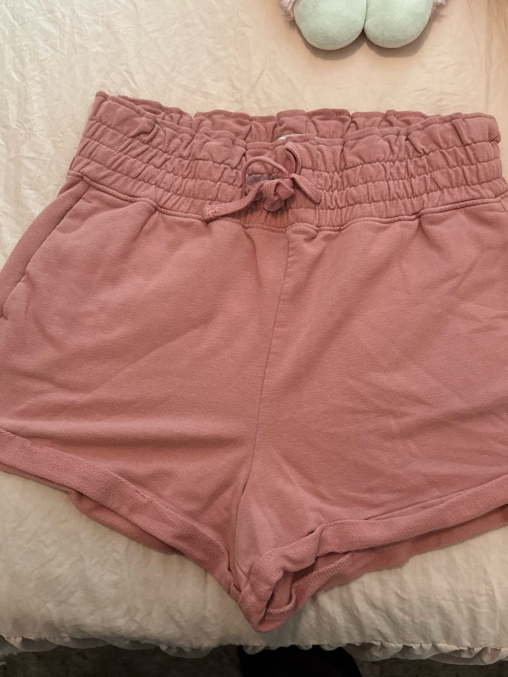 Hollister Rose-Pink Paperbag Waist Lounge Shorts